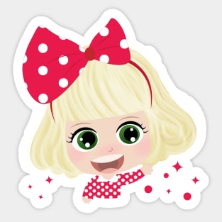 Cute Little Girl With Red Bow Sticker